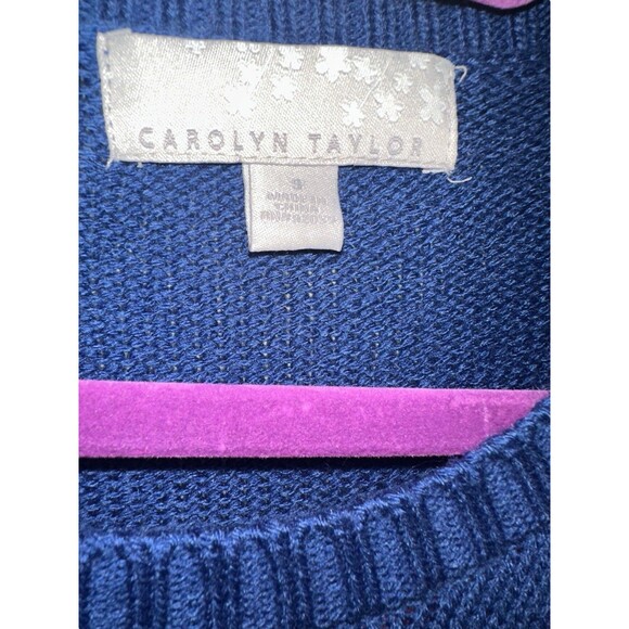 Carolyn Taylor Ugly Christmas Sweater Small Navy Cat Santa Beaded Festive Y2K - Picture 8 of 14